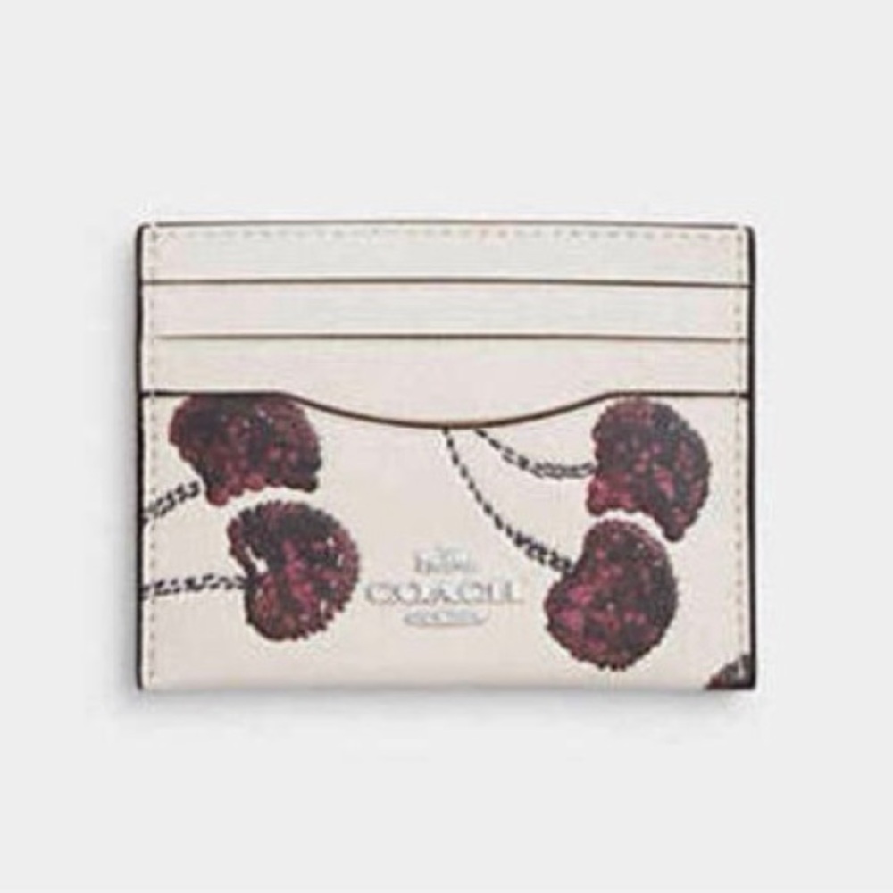 COACH Slim Id Card Case With Cherry Print